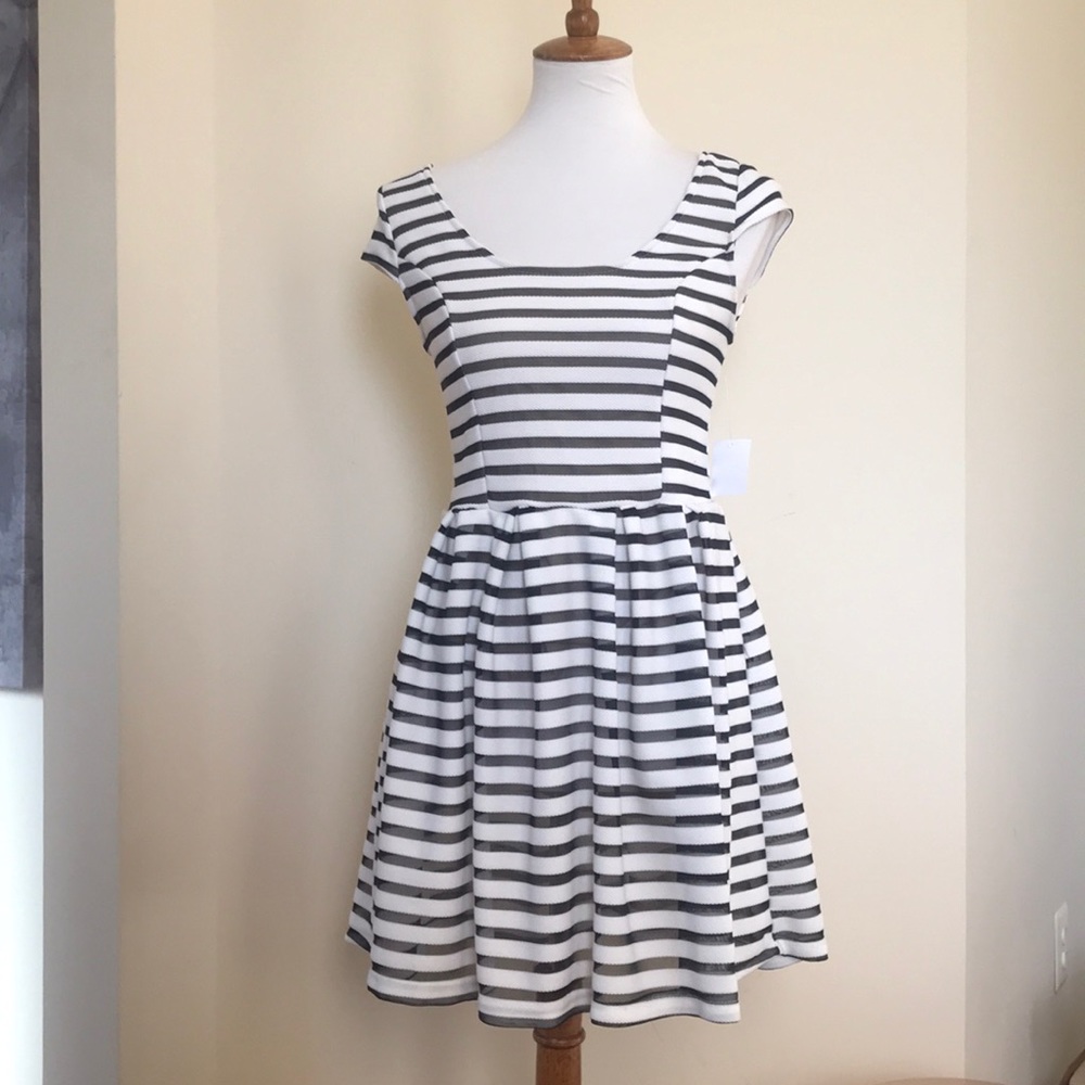 Black and white striped dress